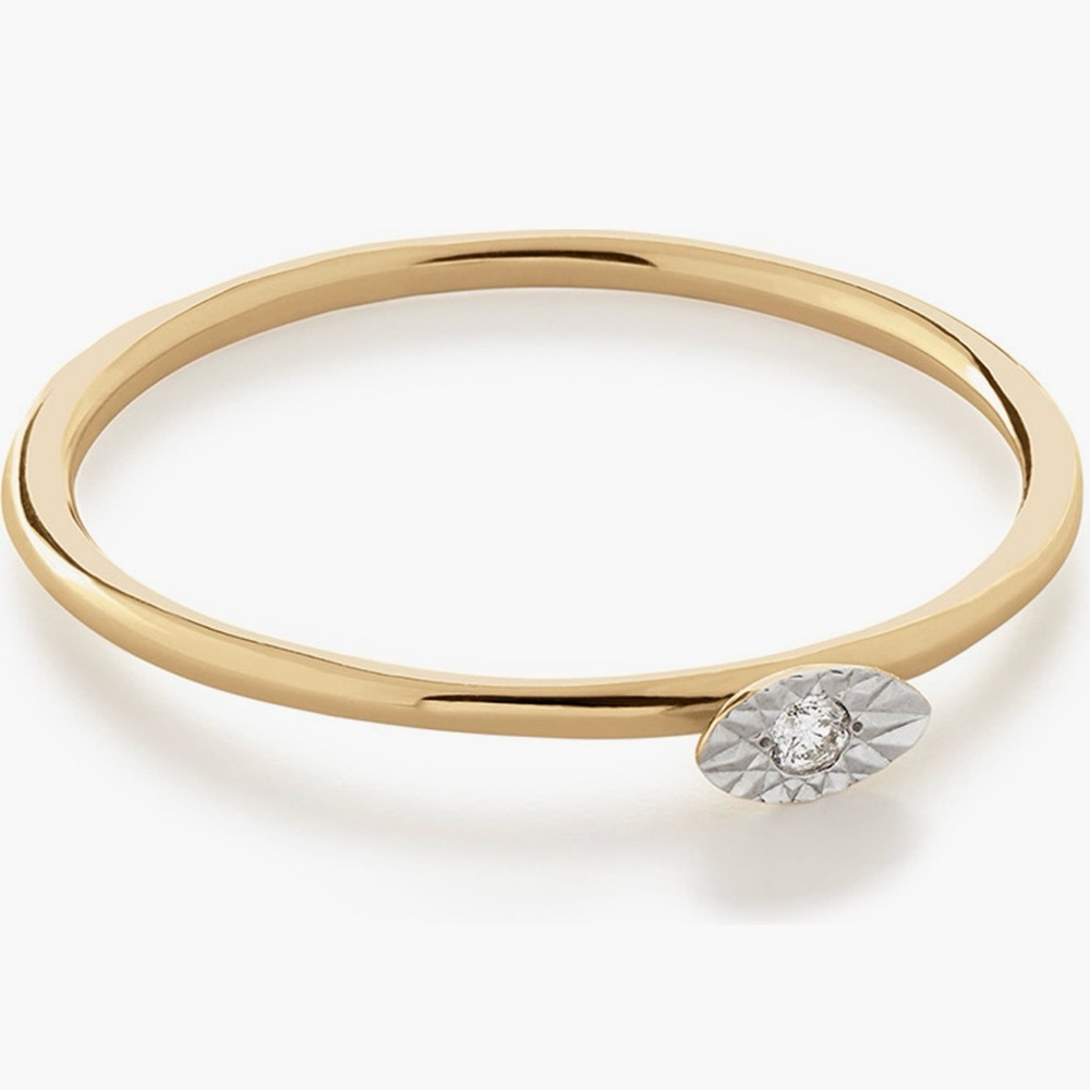 Monica Vinader 14K Marquis Diamond Stacking Ring